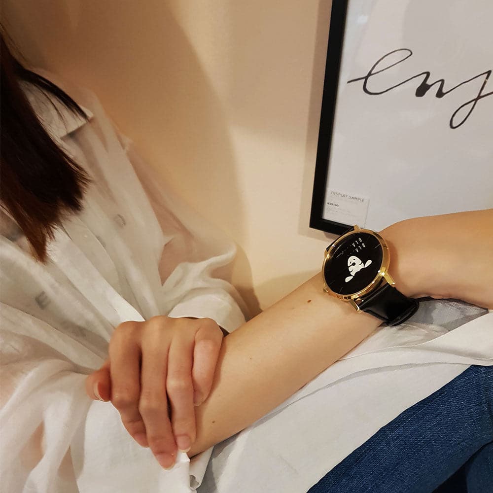 ARIES GOLD CUSTOMISED GOLD STAINLESS STEEL WATCH - BLA BLA BLACK UNISEX LEATHER STRAP WATCH - H2 Hub Watches