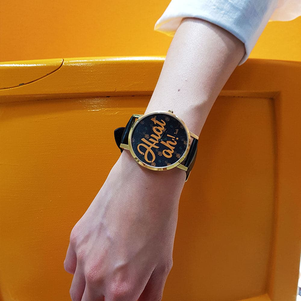 ARIES GOLD CUSTOMISED GOLD STAINLESS STEEL WATCH - HUAT AH BLACK UNISEX LEATHER STRAP WATCH - H2 Hub Watches