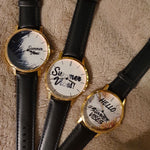 ARIES GOLD CUSTOMISED GOLD STAINLESS STEEL WATCH - SUMMER VIBES PALM LEAVES UNISEX LEATHER STRAP WATCH - H2 Hub Watches