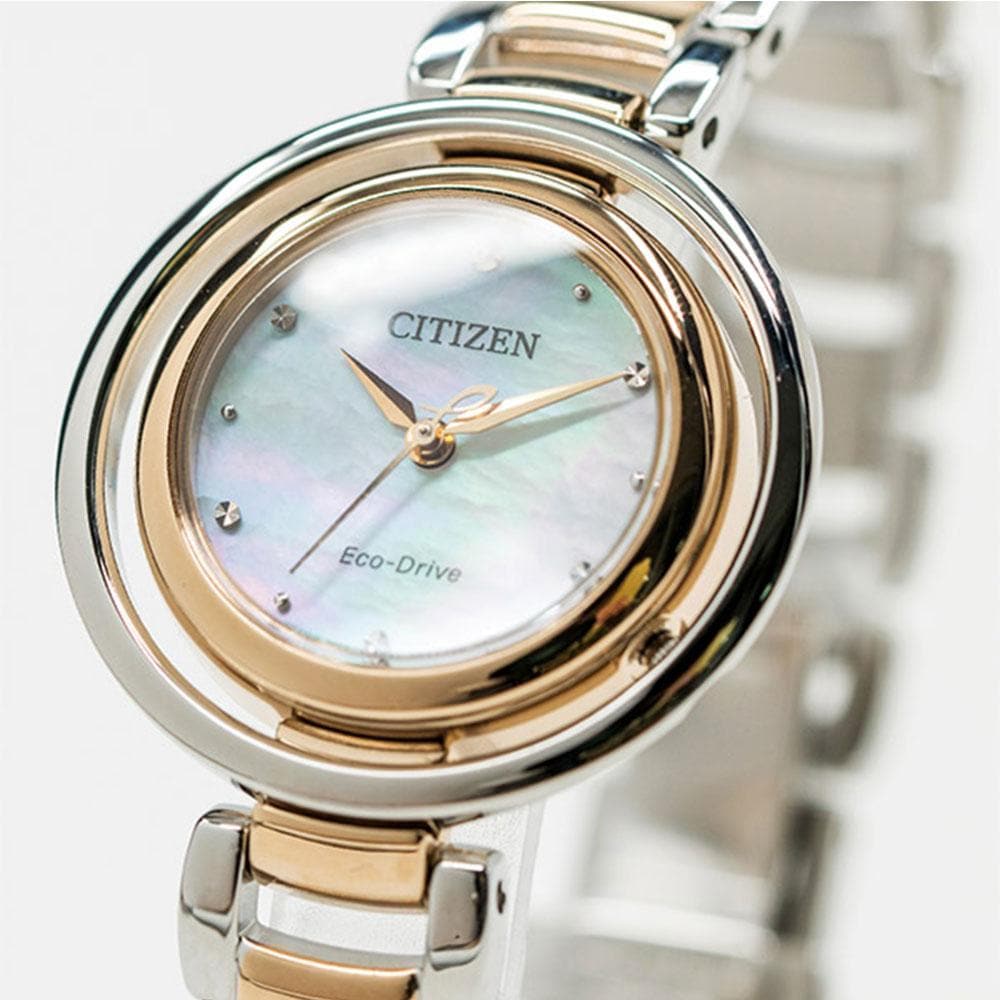 CITIZEN EM0666-89D L ECO-DRIVE TWO TONE STAINLESS STEEL WOMEN'S WATCH - H2 Hub Watches