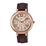 CASIO SHEEN SHE-3034GL-7A2UDF QUARTZ ROSE GOLD STAINLESS STEEL PURPLE LEATHER STRAP WOMEN'S WATCH - H2 Hub Watches