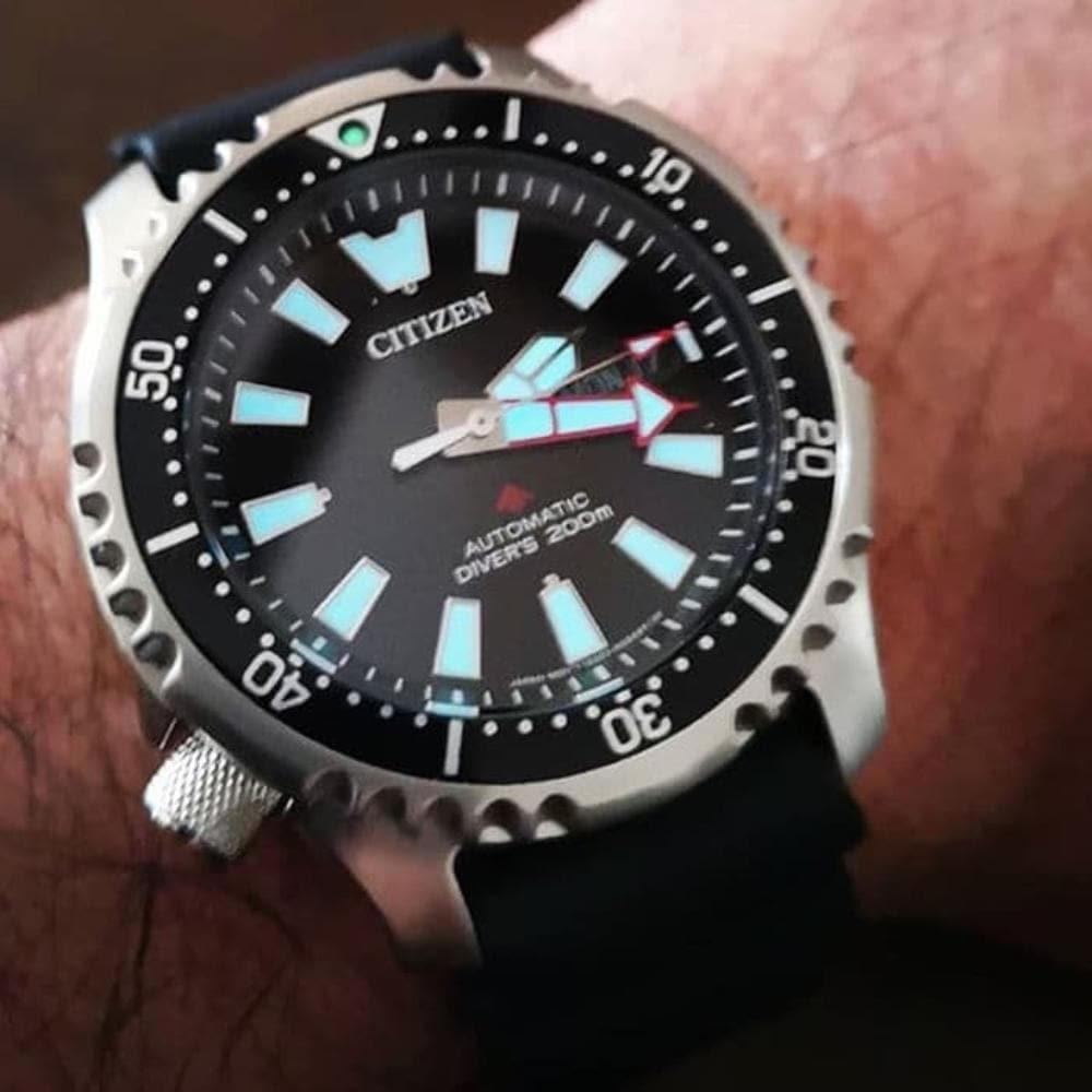 CITIZEN NY0080-12EB PROMASTER AUTOMATIC SILVER STAINLESS STEEL BLACK RUBBER STRAP MEN'S WATCH - H2 Hub Watches