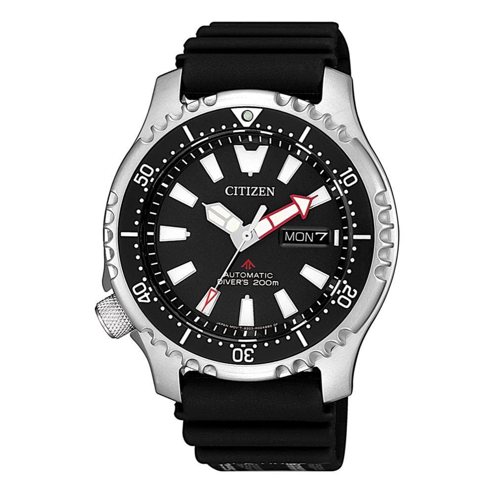 CITIZEN NY0080-12EB PROMASTER AUTOMATIC SILVER STAINLESS STEEL BLACK RUBBER STRAP MEN'S WATCH - H2 Hub Watches
