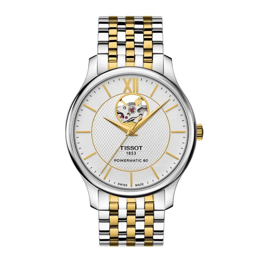 TISSOT T0639072203800 TRADITION POWERMATIC 80 OPEN HEART MEN'S WATCH - H2 Hub Watches