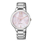 CITIZEN EM0558-81Y ECO-DRIVE SILVER STAINLESS STEEL WOMEN'S WATCH - H2 Hub Watches