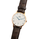 DANIEL WELLINGTON DAPPER YORK ROSE GOLD STAINLESS STEEL DW00100093 BROWN LEATHER STRAP WOMEN'S WATCH