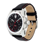 FERRARI SCUDERIA PRIMATO CHRONOGRAPH SILVER STAINLESS STEEL 0830444 BLACK LEATHER STRAP MEN'S WATCH - H2 Hub Watches
