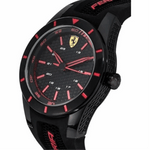 FERRARI SCUDERIA REDREV ANALOG QUARTZ BLACK RESIN 0840004 SILICONE STRAP MEN'S WATCH - H2 Hub Watches