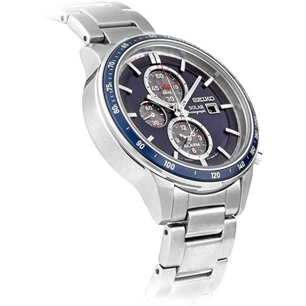 SEIKO GENERAL SSC431P1 SOLAR CHRONOGRAPH STAINLESS STEEL MEN'S SILVER WATCH - H2 Hub Watches