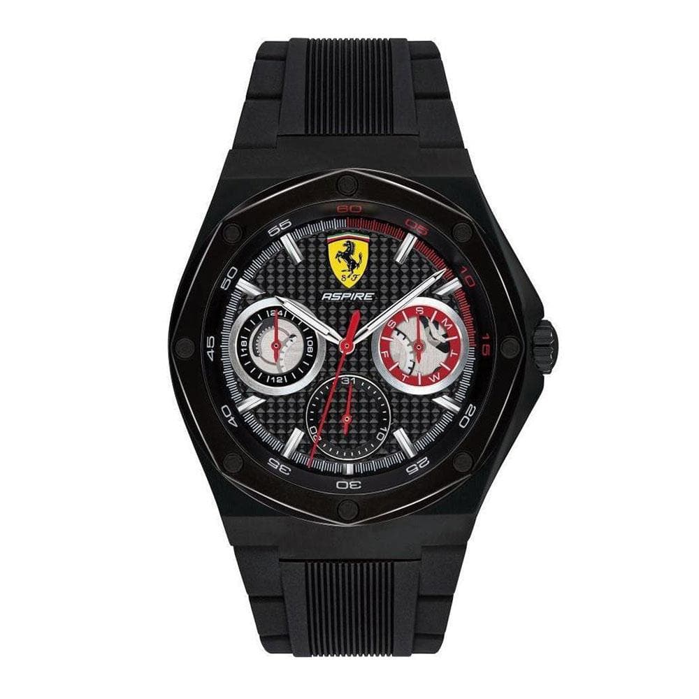 FERRARI SCUDERIA 0830538 BLACK SILICONE STRAP MEN'S WATCH - H2 Hub Watches