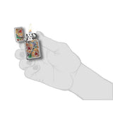 Zippo Lighter Silver Stainless Steel Floral Design #29702