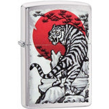 ZIPPO #29889 BRUSH CHROME ASIAN TIGER DESIGN WINDPROOF LIGHTER