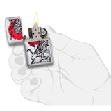 ZIPPO #29889 BRUSH CHROME ASIAN TIGER DESIGN WINDPROOF LIGHTER