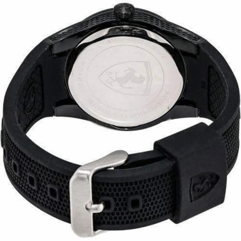 FERRARI SCUDERIA REDREV ANALOG QUARTZ BLACK RESIN 0840004 SILICONE STRAP MEN'S WATCH - H2 Hub Watches