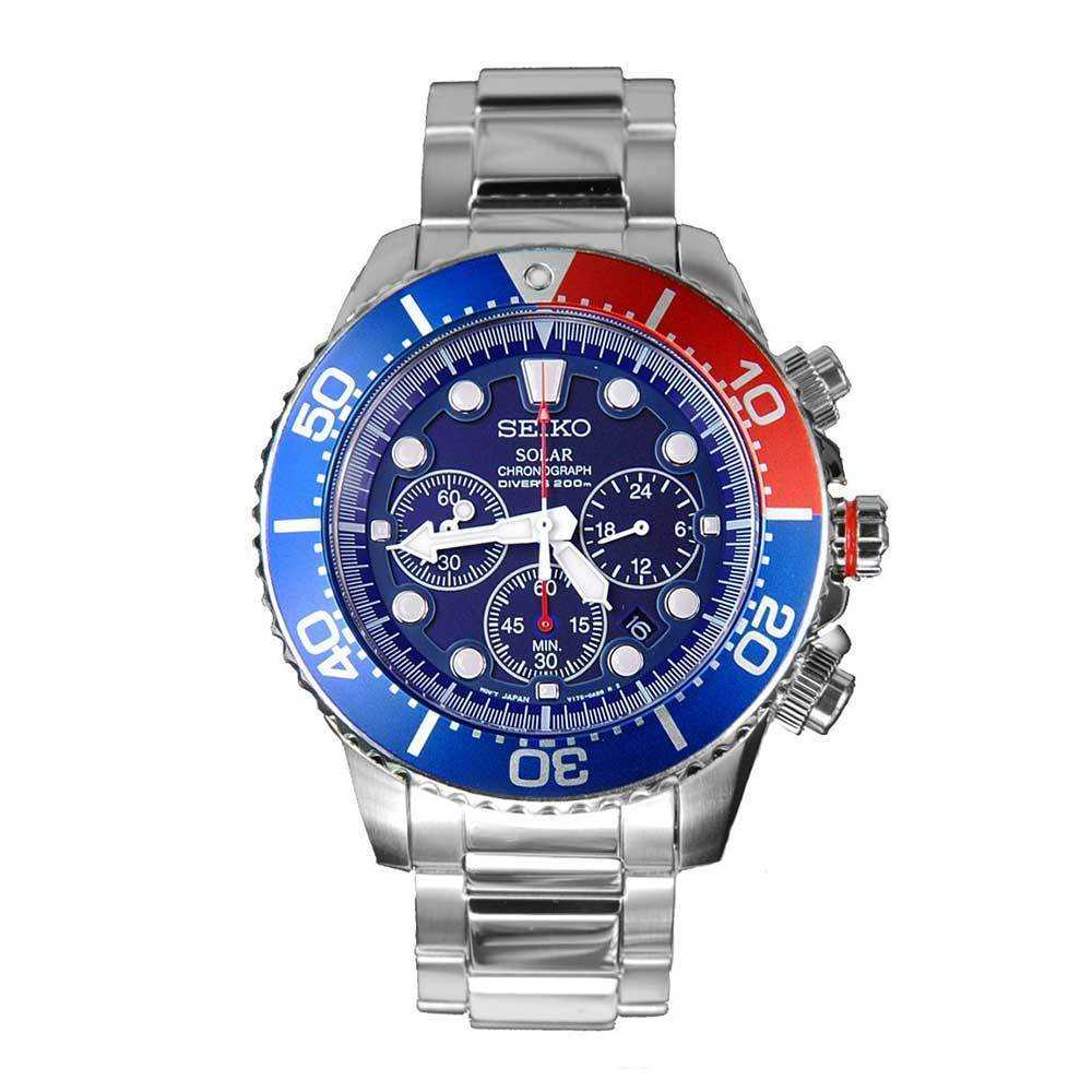 SEIKO GENERAL SSC019P1 SOLAR CHRONOGRAPH STAINLESS STEEL MEN'S SILVER WATCH - H2 Hub Watches