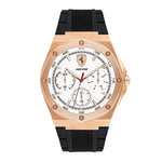 FERRARI ASPIRE ANALOG QUARTZ ROSE GOLD STAINLESS STEEL 830555 BLACK SILICONE STRAP MEN'S WATCH - H2 Hub Watches