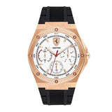 FERRARI ASPIRE ANALOG QUARTZ ROSE GOLD STAINLESS STEEL 830555 BLACK SILICONE STRAP MEN'S WATCH - H2 Hub Watches