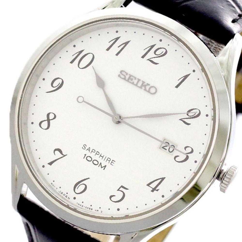 SEIKO GENERAL SGEH75P1 ANALOG MEN'S BLACK LEATHER STRAP WATCH - H2 Hub Watches