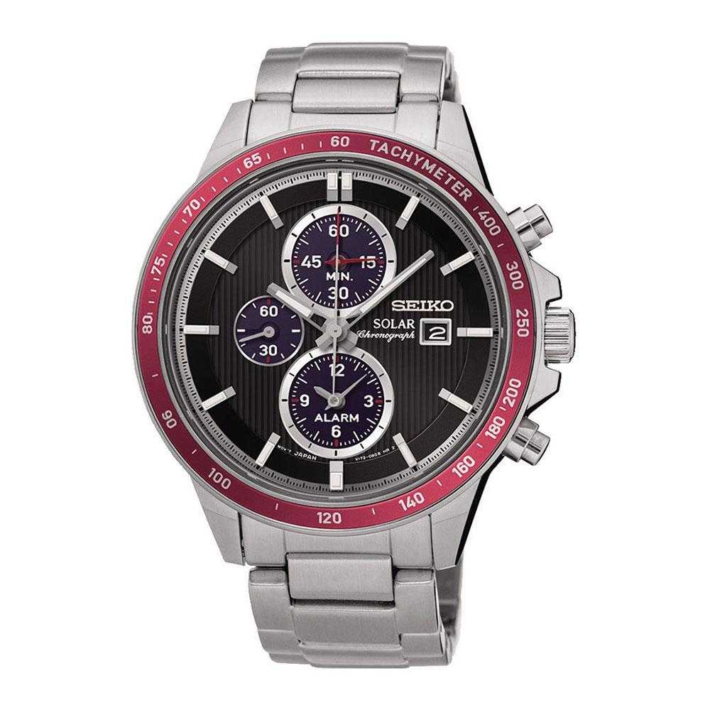SEIKO GENERAL SSC433P1 SOLAR CHRONOGRAPH STAINLESS STEEL MEN'S SILVER WATCH - H2 Hub Watches