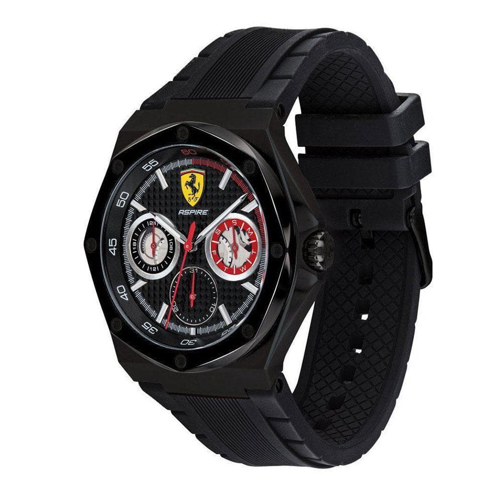 FERRARI SCUDERIA 0830538 BLACK SILICONE STRAP MEN'S WATCH - H2 Hub Watches