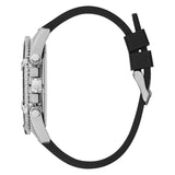 GUESS SILVER TONE CASE BLACK GENUINE LEATHER GW0053G1 MEN'S WATCH