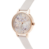 OLIVIA BURTON ABSTRACT FLORAL MIDI PEARL PINK & ROSE GOLD OB16VM47 WOMEN'S WATCH