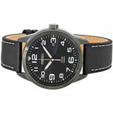 SEIKO GENERAL SNE477P1 SOLAR BLACK LEATHER STRAP MEN'S WATCH