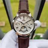 ORIENT SUN AND MOON QUARTZ STAINLESS STEEL AND BROWN LEATHER STRAP WOMEN’S WATCH RA-KA0005A00B