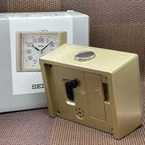 SEIKO QHE189GN QUIET SWEEP SNOOZE LIGHT LUMIBRITE METALLIC GOLD BESIDE BED ALARM CLOCK