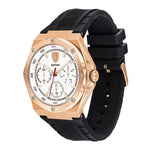 FERRARI ASPIRE ANALOG QUARTZ ROSE GOLD STAINLESS STEEL 830555 BLACK SILICONE STRAP MEN'S WATCH - H2 Hub Watches