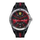 FERRARI REDREV T ANALOG QUARTZ SILVER STAINLESS STEEL 0830253 BLACK PLASTIC STRAP MEN'S WATCH - H2 Hub Watches