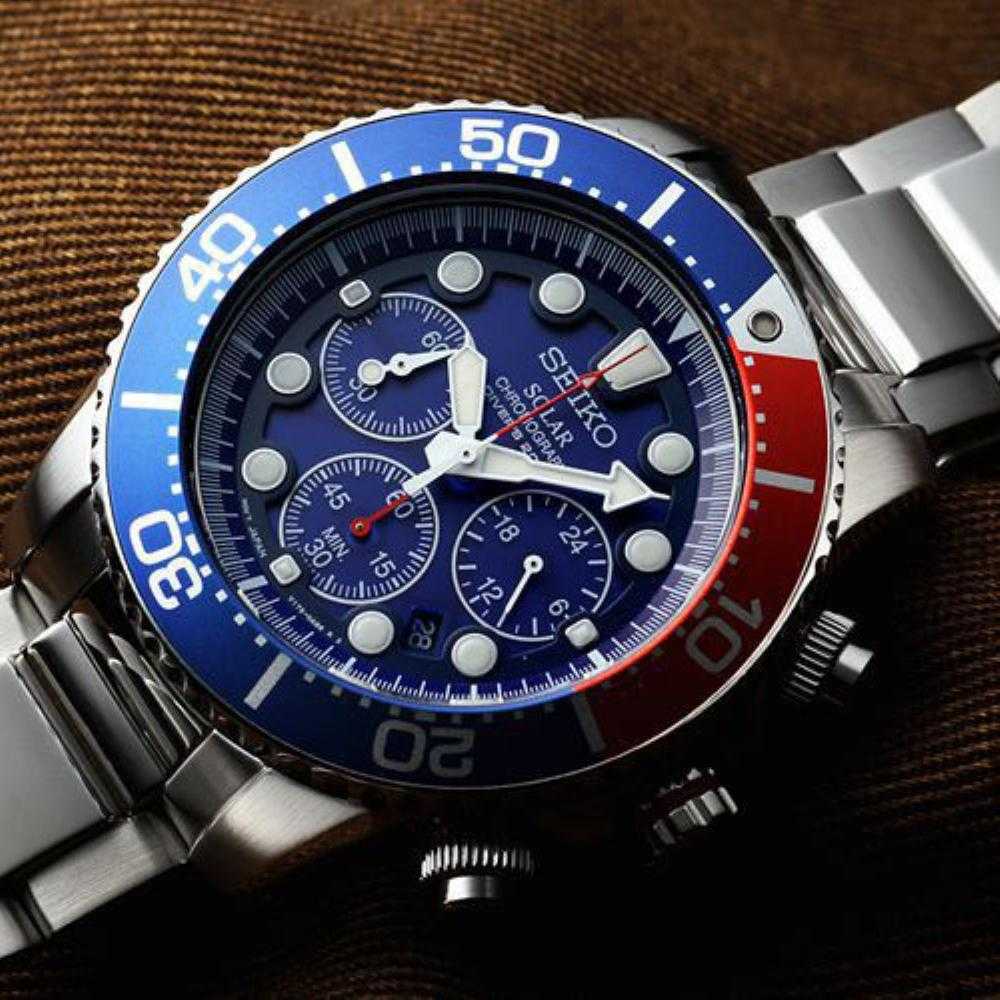SEIKO GENERAL SSC019P1 SOLAR CHRONOGRAPH STAINLESS STEEL MEN'S SILVER WATCH - H2 Hub Watches