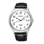 SEIKO GENERAL SGEH75P1 ANALOG MEN'S BLACK LEATHER STRAP WATCH - H2 Hub Watches