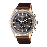 CITIZEN AT2393-17H ECO DRIVE BROWN LEATHER STRAP MEN'S WATCH - H2 Hub Watches