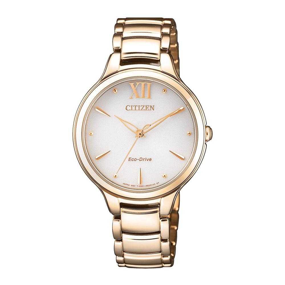 CITIZEN EM0553-85A ECO-DRIVE ROSE GOLD STAINLESS STEEL WOMEN'S WATCH - H2 Hub Watches