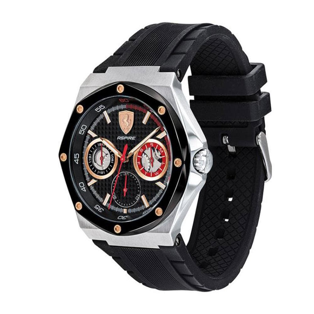 FERRARI ASPIRE 0830556 BLACK SILICONE STRAP MEN'S WATCH - H2 Hub Watches