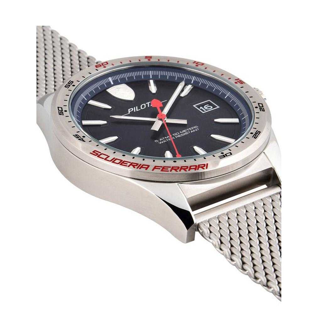 FERRARI SCUDERIA PILOTA ANALOG QUARTZ SILVER STAINLESS STEEL 0830511 MEN'S WATCH - H2 Hub Watches