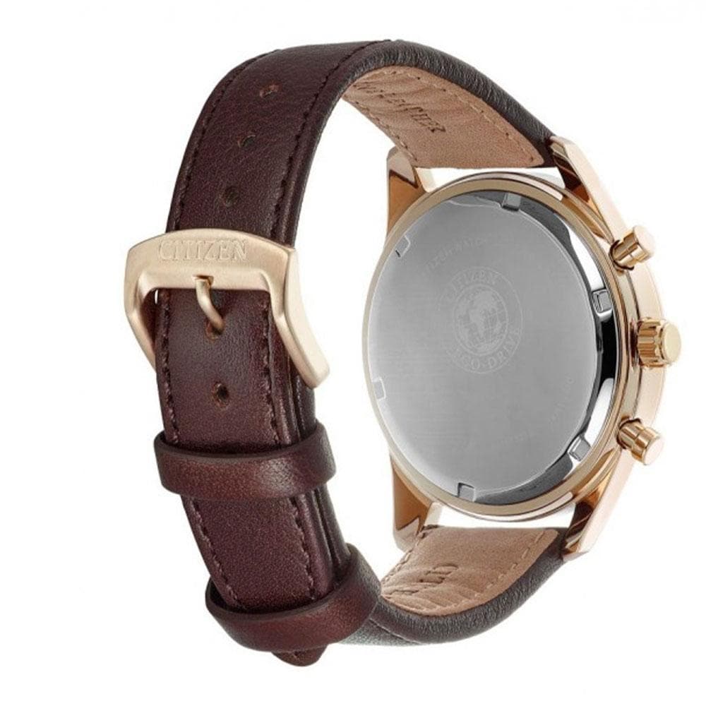 CITIZEN AT2393-17H ECO DRIVE BROWN LEATHER STRAP MEN'S WATCH - H2 Hub Watches