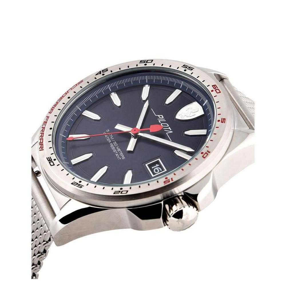 FERRARI SCUDERIA PILOTA ANALOG QUARTZ SILVER STAINLESS STEEL 0830511 MEN'S WATCH - H2 Hub Watches