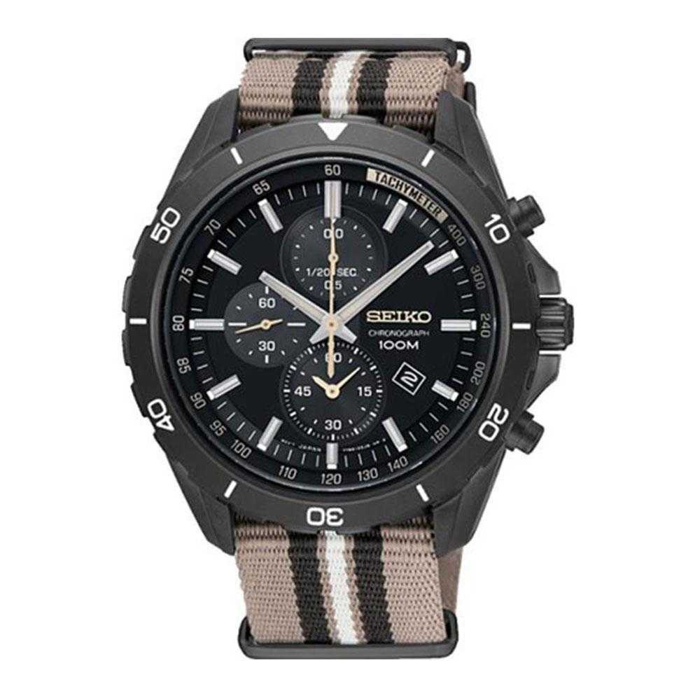 SEIKO CRITERIA SNDH23P1 CHRONOGRAPH MEN'S STRIPED NYLON STRAP WATCH - H2 Hub Watches
