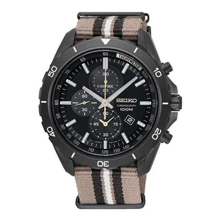 SEIKO CRITERIA SNDH23P1 CHRONOGRAPH MEN'S STRIPED NYLON STRAP WATCH - H2 Hub Watches