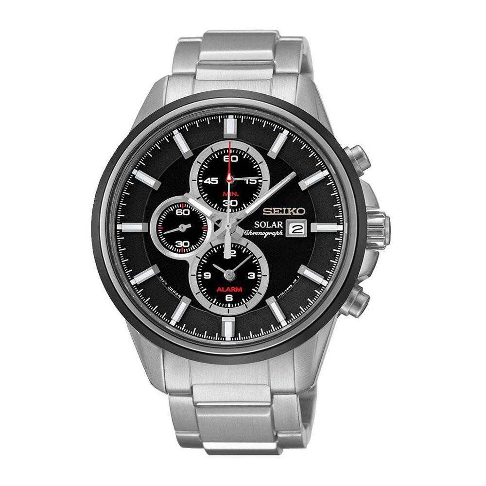 SEIKO GENERAL SSC255P1 SOLAR CHRONOGRAPH STAINLESS STEEL MEN'S SILVER WATCH - H2 Hub Watches