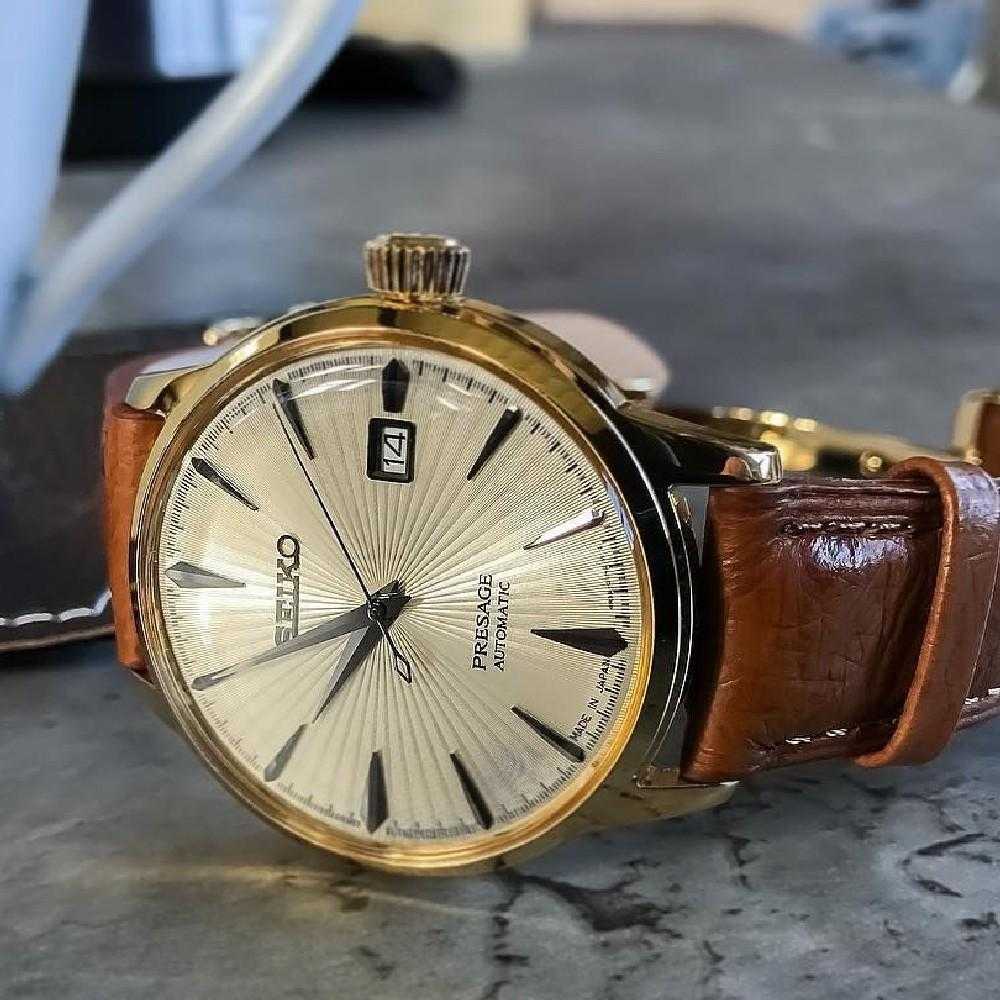 SEIKO PRESAGE SRPB44J1 AUTOMATIC MEN'S BROWN LEATHER STRAP WATCH - H2 Hub Watches
