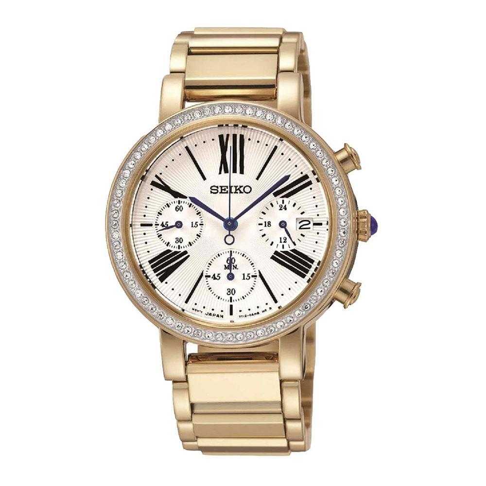 SEIKO GENERAL SRW014P1 CHRONOGRAPH STAINLESS STEEL WOMEN'S GOLD WATCH - H2 Hub Watches