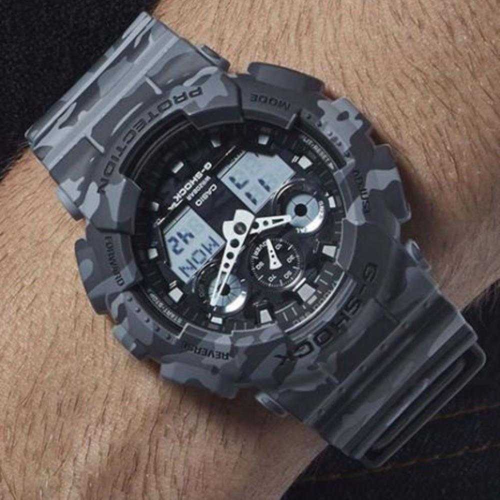CASIO G-SHOCK GA-100CM-8ADR DIGITAL QUARTZ GREY CAMO RESIN MEN'S WATCH - H2 Hub Watches