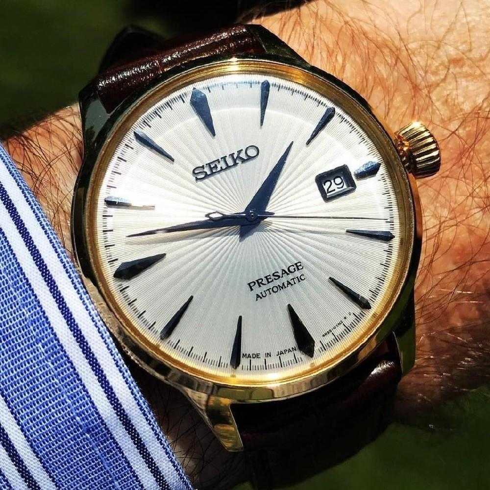 SEIKO PRESAGE SRPB44J1 AUTOMATIC MEN'S BROWN LEATHER STRAP WATCH - H2 Hub Watches