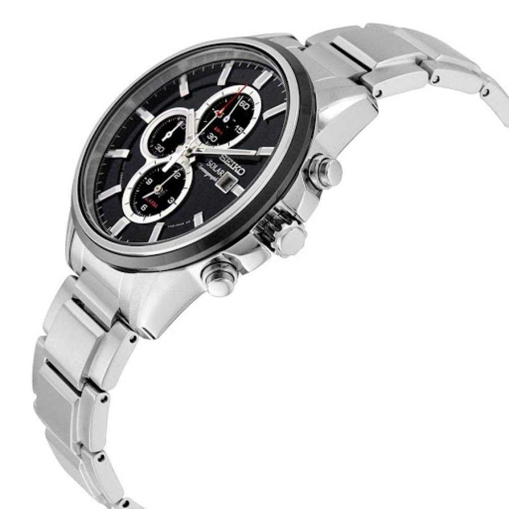 SEIKO GENERAL SSC255P1 SOLAR CHRONOGRAPH STAINLESS STEEL MEN'S SILVER WATCH - H2 Hub Watches
