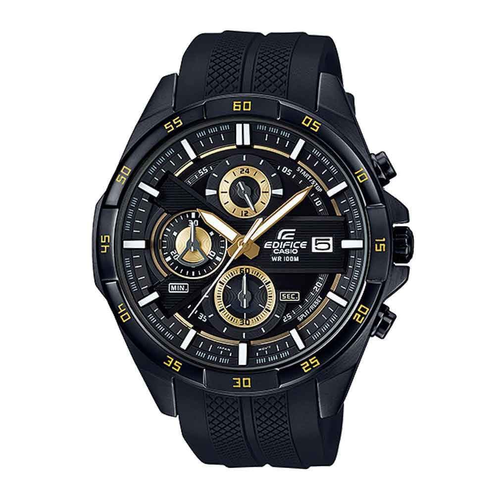 CASIO EDIFICE EFR-556PB-1AVUDF CHRONOGRAPH BLACK STAINLESS STEEL RESIN STRAP MEN'S WATCH - H2 Hub Watches