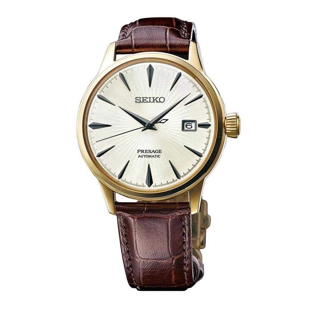 SEIKO PRESAGE SRPB44J1 AUTOMATIC MEN'S BROWN LEATHER STRAP WATCH - H2 Hub Watches