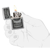 ZIPPO JACK DANIEL'S HIGH POLISH CHROME LIGHTER EMBLEM ATTACHED #250JD/427